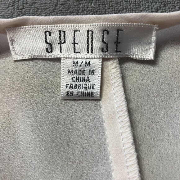 Spense Cream Sleeveless Blouse With Beaded Deep V Neckline Size Medium - Picture 4 of 11